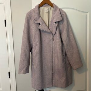LOFT winter coat! Lavender and cream stripes. NWOT. Pet and smoke free